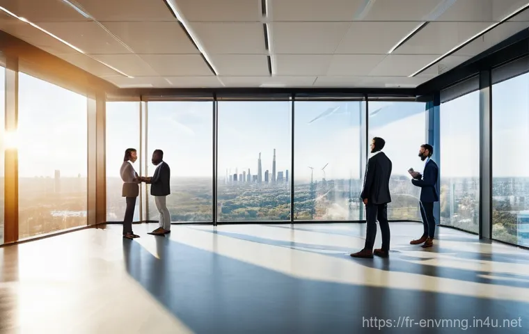환경경영 전문가 실무 지침서 - **Prompt:** A diverse group of business professionals (men and women, aged 30-50, dressed in smart b...