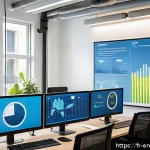 Home 20 환경경영 업무 효율화 전략 - A modern French small-to-medium enterprise office environment showcasing an energy management softwa...