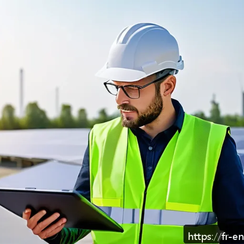 환경경영 자격증 취득 방법 - A professional environmental manager conducting an on-site environmental audit at a modern industria...