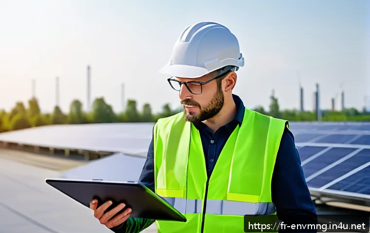 환경경영 자격증 취득 방법 - A professional environmental manager conducting an on-site environmental audit at a modern industria...
